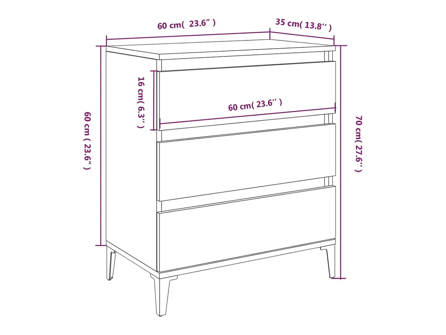 Aparador cómoda cómoda mueble mueble de almacenaje organizador cocina salón salón 60 x 35 x 70 cm madera contrachapada marrón 02_0030994