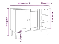 Aparador cómoda cómoda mueble mueble de almacenaje organizador cocina salón salón aspecto ratán 112 x 40 x 80 cm madera maciza de pino marrón 02_0036229