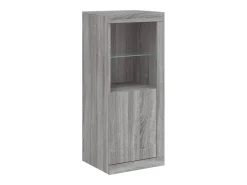 Aparador Cómoda Gabinete Organizador de Almacenamiento Cocina Sala de Estar Sala de Estar con Luces LED 3 Piezas Madera de ingeniería Sonoma Gris 02_0037231