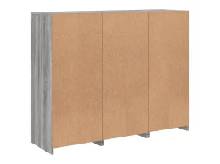 Aparador Cómoda Gabinete Organizador de Almacenamiento Cocina Sala de Estar Sala de Estar con Luces LED 3 Piezas Madera de ingeniería Sonoma Gris 02_0037231