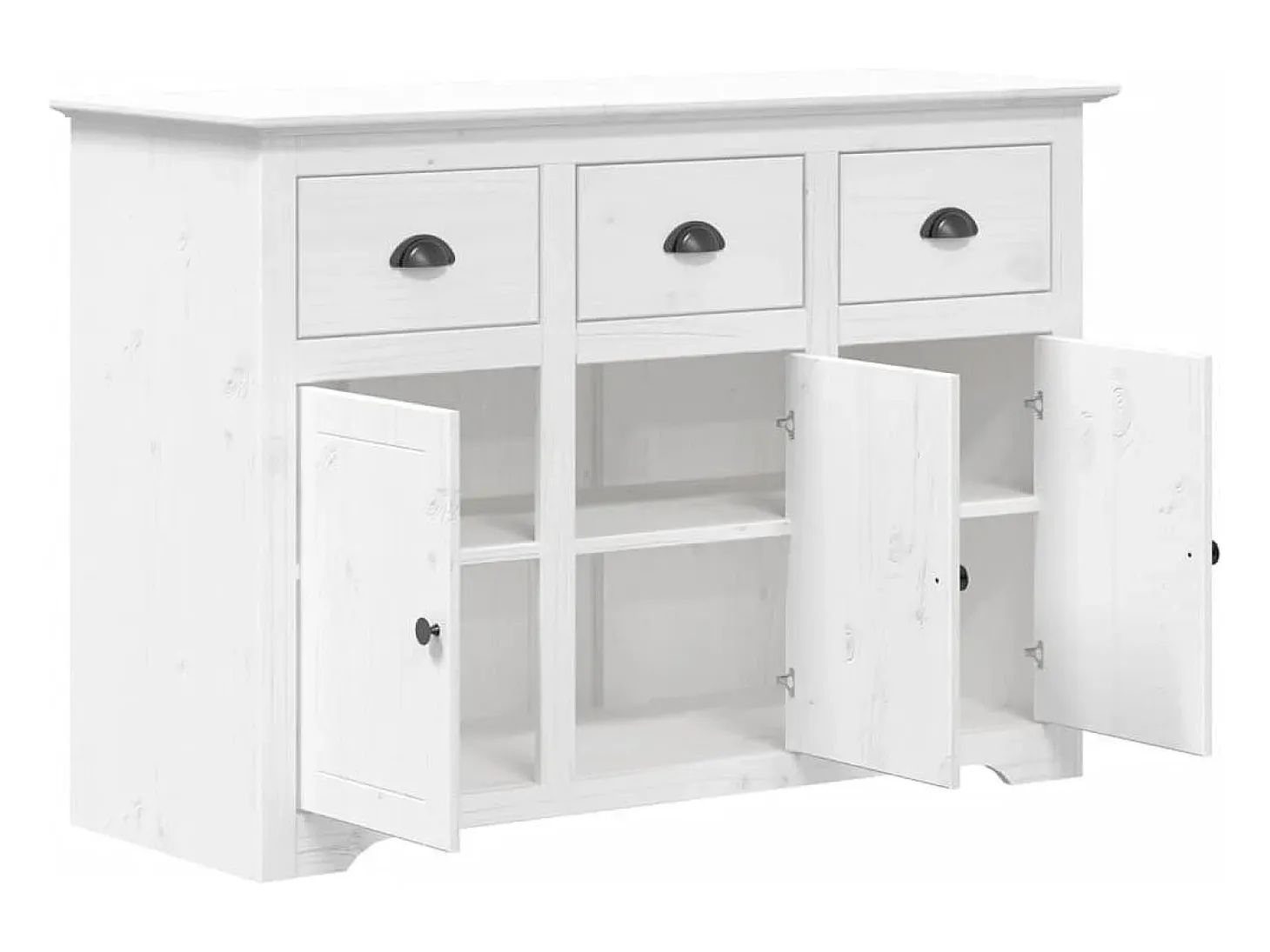 Aparador cómoda mueble almacenaje organizador cocina salón salón BODO 115,5 x 44 x 80 cm madera maciza de pino blanco 02_0030800