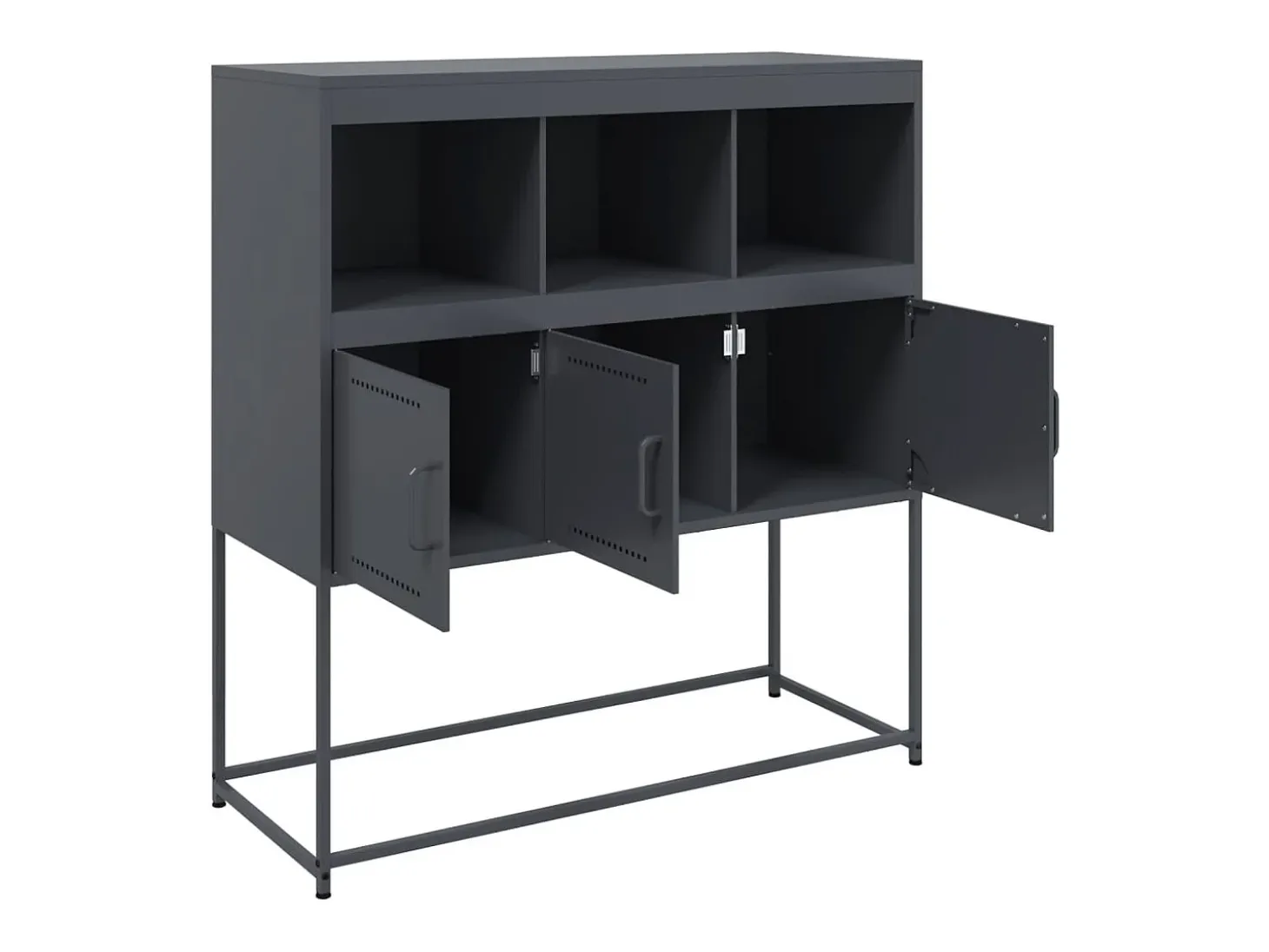 Aparador cómoda mueble almacenaje organizador cocina salón salón 100,5 x 39 x 107 cm acero antracita 02_0029682
