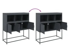 Aparador cómoda mueble almacenaje organizador cocina salón salón 100,5 x 39 x 107 cm acero antracita 02_0029682