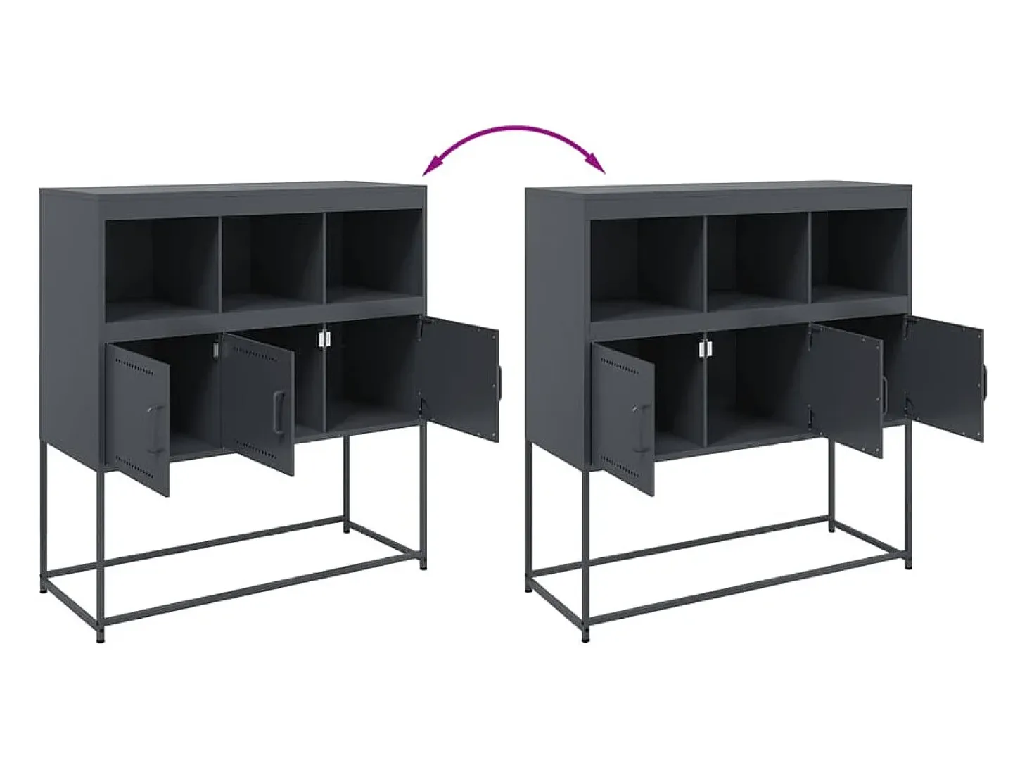 Aparador cómoda mueble almacenaje organizador cocina salón salón 100,5 x 39 x 107 cm acero antracita 02_0029682