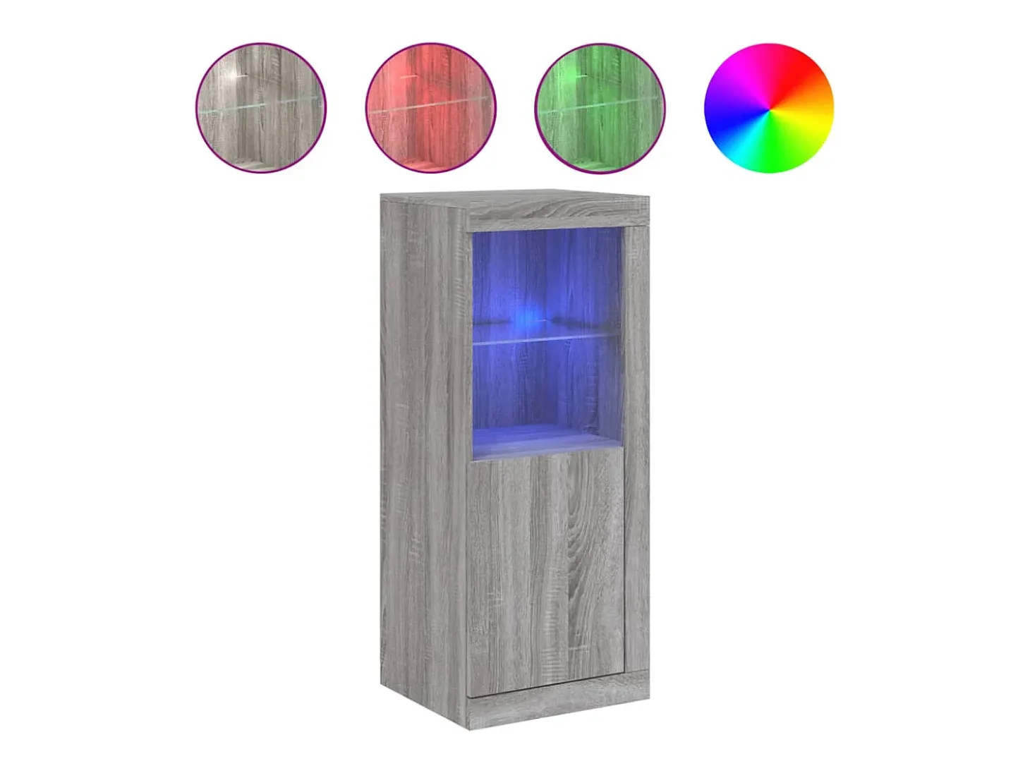 Aparador cómoda mueble almacenaje organizador cocina salón salón con luces LED sonoma 41 x 37 x 100 cm gris 02_0030072