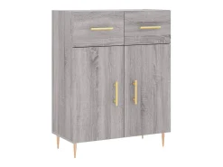 Aparador cómoda mueble almacenaje organizador cocina salón salón alto Sonoma 69,5 x 34 x 180 cm madera contrachapada gris 02_0035484