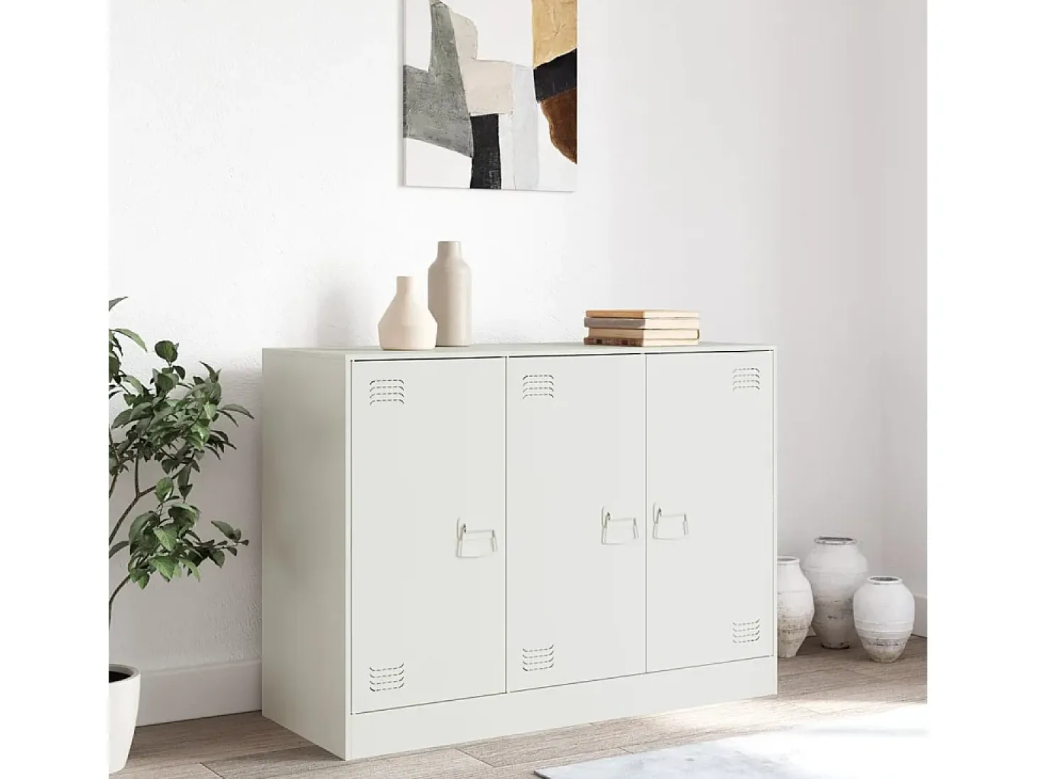 Aparador cómoda mueble almacenaje organizador cocina salón salón 99 x 39 x 73 cm acero blanco 02_0030544