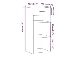 Aparador cómoda mueble almacenaje organizador cocina salón salón Sonoma 40 x 42,5 x 93 cm madera contrachapada gris 02_0036363