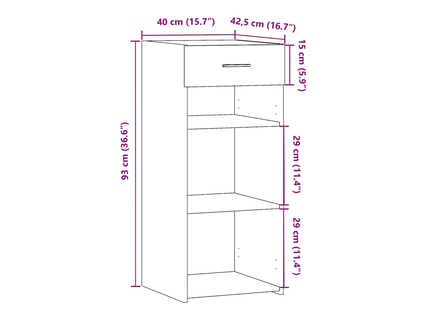 Aparador cómoda mueble almacenaje organizador cocina salón salón Sonoma 40 x 42,5 x 93 cm madera contrachapada gris 02_0036363