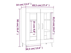 Aparador cómoda mueble almacenaje organizador cocina salón salón Sonoma 69,5 x 34 x 90 cm madera contrachapada gris 02_0036448