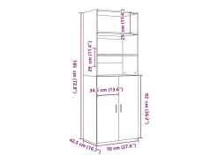Aparador cómoda mueble almacenaje organizador cocina salón salón alto Sonoma 70 x 42,5 x 185 cm madera contrachapada gris 02_0035628