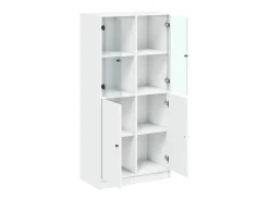 Aparador Cómoda Mueble Almacenamiento Organizador Cocina Salón Salón Alto con Puertas 68 x 37 x 142 cm Blanco Madera Contrachapada 02_0032227
