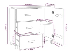 Aparador cómoda mueble almacenaje organizador cocina salón salón 90 x 40 x 80 cm madera maciza de pino blanco 02_0032135