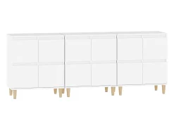 Aparador cómoda mueble almacenaje organizador cocina salón salón 3 piezas 60 x 35 x 70 cm blanco madera contrachapada 02_0036992