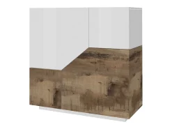 Aparador cocina 100 x 43 cm mueble salón 2 puertas blanco madera Klain Wood