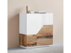 Aparador cocina 100 x 43 cm mueble salón 2 puertas blanco madera Klain Wood