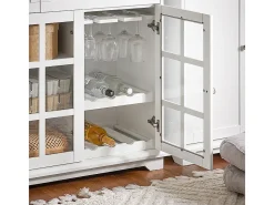 Aparador Cocina Mueble Vitrina de Cristal con 3 Puertas y 2 Cajones 119 x 40 x 90 cm FSB77-W SoBuy ES