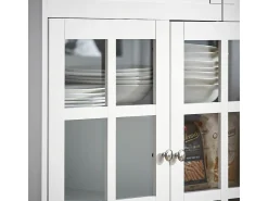 Aparador Cocina Mueble Vitrina de Cristal con 3 Puertas y 2 Cajones 119 x 40 x 90 cm FSB77-W SoBuy ES