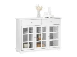 Aparador Cocina Mueble Vitrina de Cristal con 3 Puertas y 2 Cajones 119 x 40 x 90 cm FSB77-W SoBuy ES