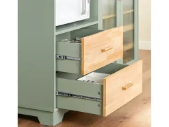 Aparador Cocina para microonda Buffet para Comedor Entrada Salón con 2 Puertas 2 cajones y 1 Compartimento Abierto Verde 120 x 40 x 90 cm FSB81-GR SoBuy ES