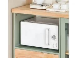 Aparador Cocina para microonda Buffet para Comedor Entrada Salón con 2 Puertas 2 cajones y 1 Compartimento Abierto Verde 120 x 40 x 90 cm FSB81-GR SoBuy ES