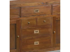 Aparador colonial 2 puertas 7 cajones en madera maciza de caoba Falkane 170 cm