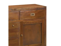 Aparador colonial 2 puertas 7 cajones en madera maciza de caoba Falkane 170 cm