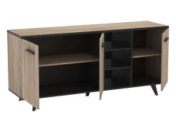 Aparador Comedor Wayne Roble y Negro 161x44x73 cm