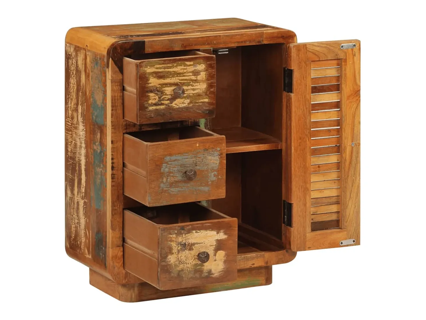 Aparador con 3 cajones de madera maciza reciclada 55x30x70 cm