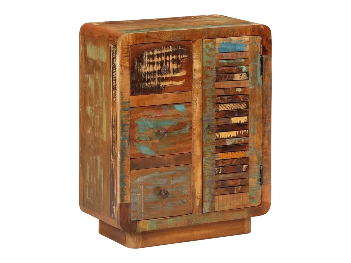 Aparador con 3 cajones de madera maciza reciclada 55x30x70 cm