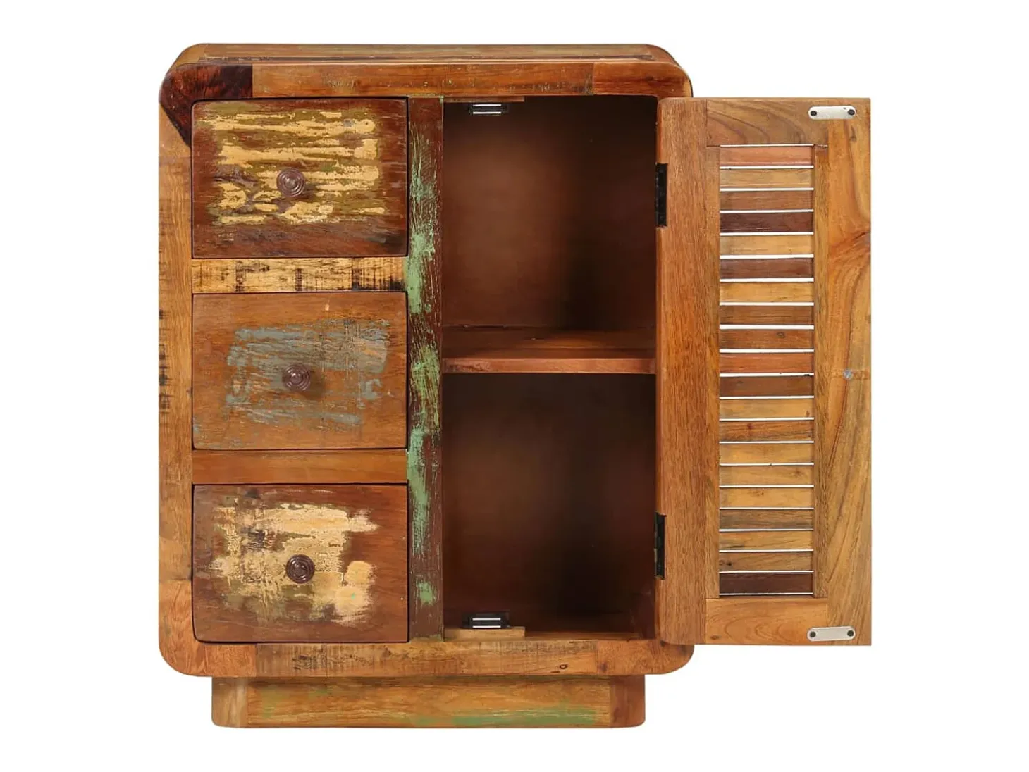 Aparador con 3 cajones de madera maciza reciclada 55x30x70 cm