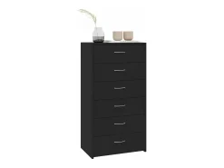 Aparador con 6 cajones madera contrachapada negro 50x34x96 cm