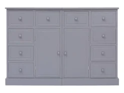 Aparador con 10 cajones madera gris 113x30x79 cm