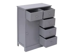 Aparador con 10 cajones madera gris 113x30x79 cm