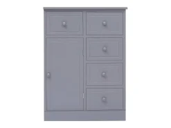 Aparador con 10 cajones madera gris 113x30x79 cm