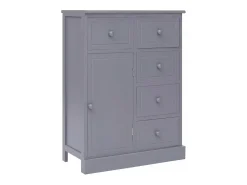 Aparador con 10 cajones madera gris 113x30x79 cm