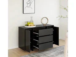 Aparador con 3 cajones Negro 120x41x75 cm Madera de ingeniería