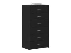 Aparador con 6 cajones roble negro 50x34x96cm madera ingeniería