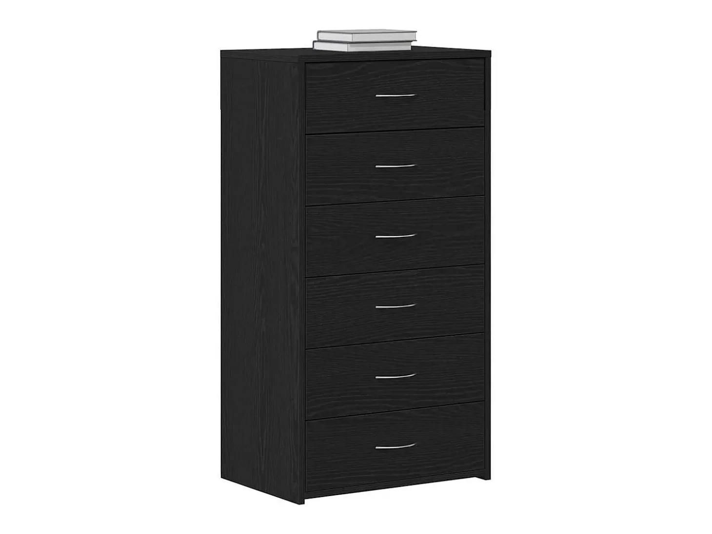 Aparador con 6 cajones roble negro 50x34x96cm madera ingeniería