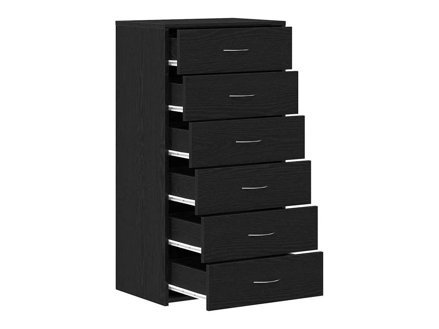Aparador con 6 cajones roble negro 50x34x96cm madera ingeniería
