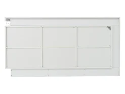 Aparador con 3 cajones y 2 puertas, con iluminación LED, sin tiradores, 140 x 35 x 72,5 cm - Blanco