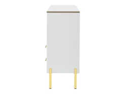 Aparador con 2 cajones y 2 puertas de cristal - 140 x 38 x 90 cm - salón y comedor - blanco