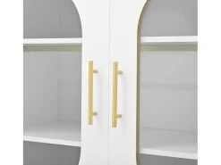Aparador con 2 cajones y 2 puertas de cristal - 140 x 38 x 90 cm - salón y comedor - blanco