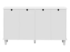 Aparador con 2 cajones y 4 puertas con espejo, con estantes ajustables, 140 x 40 x 83 cm, blanco