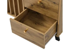 Aparador con 3 cajones y 2 puertas, 120x40x85 cm - Color madera roble oscuro