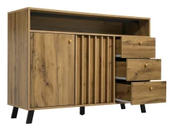Aparador con 3 cajones y 2 puertas, 120x40x85 cm - Color madera roble oscuro
