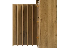 Aparador con 3 cajones y 2 puertas, 120x40x85 cm - Color madera roble oscuro