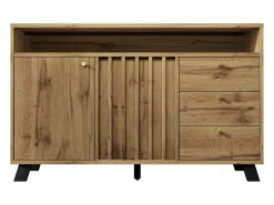 Aparador con 3 cajones y 2 puertas, 120x40x85 cm - Color madera roble oscuro