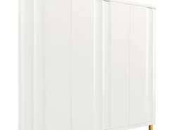 Aparador con 4 puertas - 140 x 40 x 85,9 cm - MDF + patas de metal - para salón, comedor - Blanco