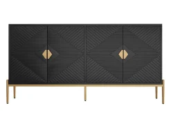Aparador con 4 puertas - apto para salón/comedor/pasillo - 162 x 40 x 80 cm - MDF + aglomerado - negro